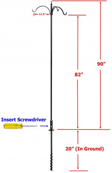 (image for) FP5TEM3 - 3 Arm "High Value" Bird Feeder Pole Set - USA
