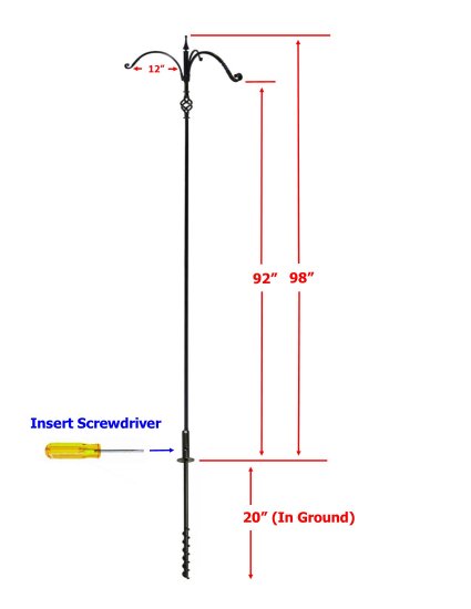 (image for) FP5TLM3B - 3 Arm "Premium" Bird Feeder Pole Set - USA